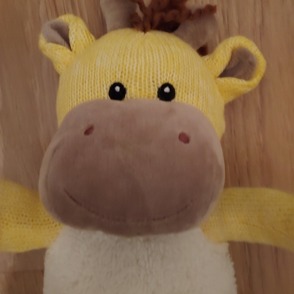 Spark Create Imagine Giraffe Plush Knit Toy Stuffed Animal Yellow Brown Rattle - Picture 3 of 9